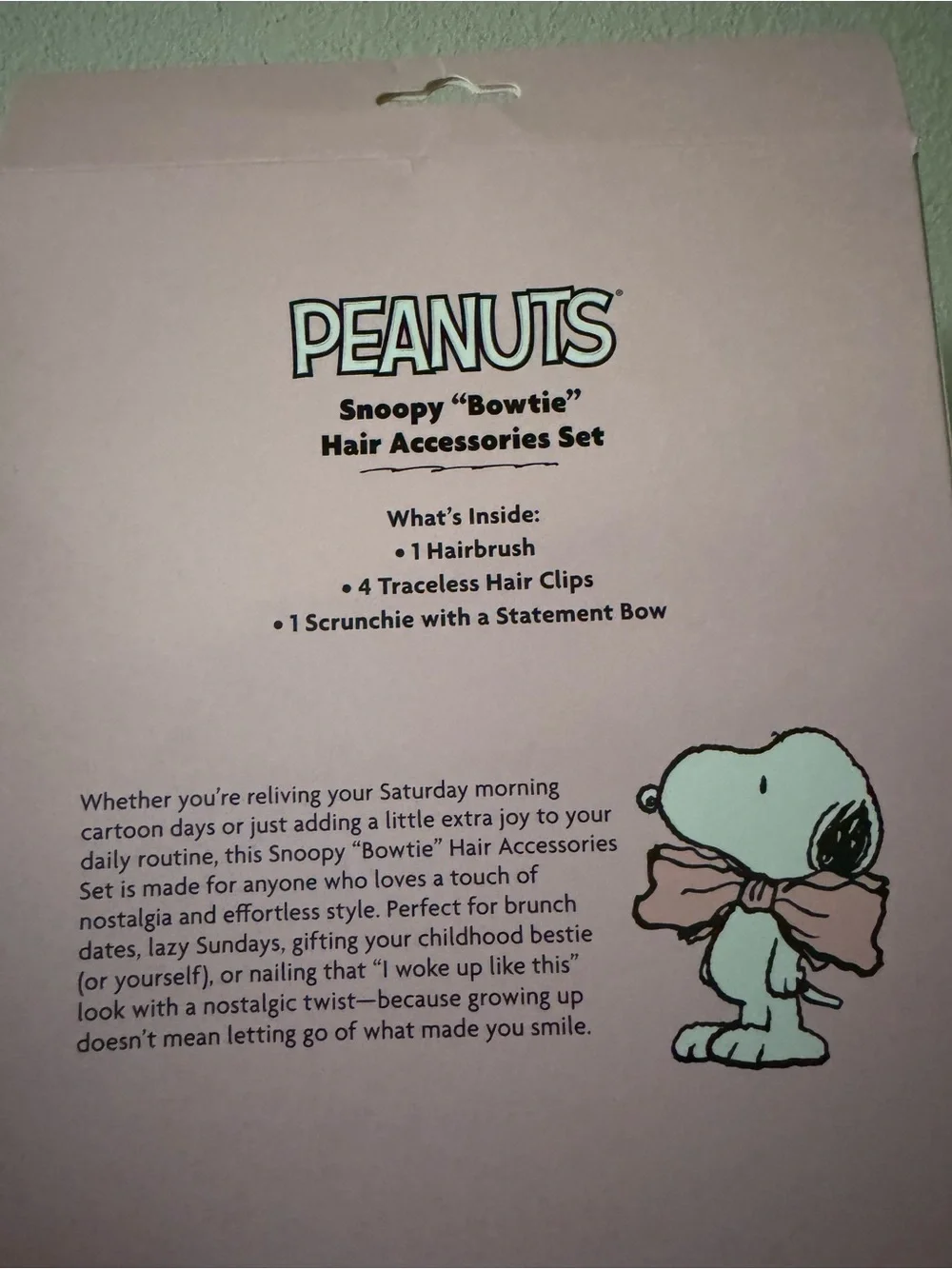 Peanuts Snoopy Pastel Pink & Light Blue Hair Accessories Set
